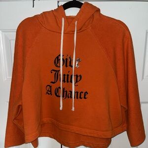Juicy Couture Urban Outfitters “Give Juicy a Chance” Cropped Hoodie Orange